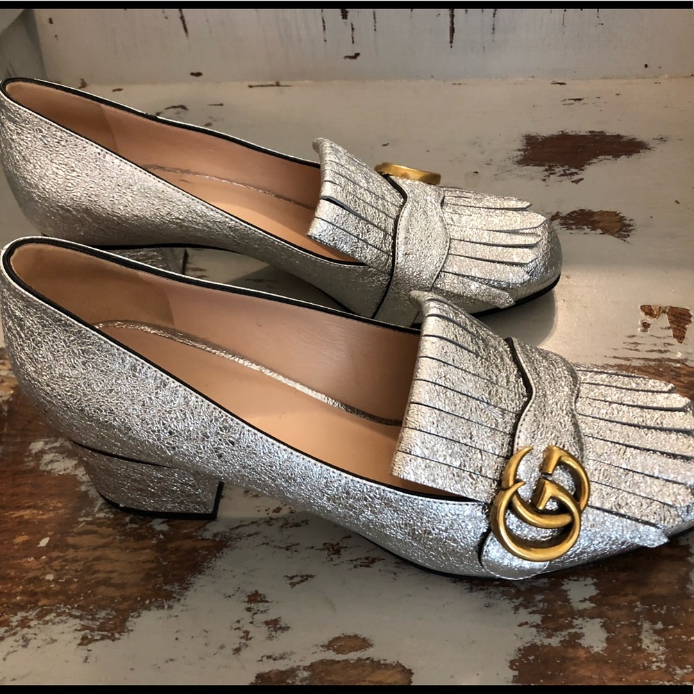 Gucci 55mm Marmont Metallic Loafers